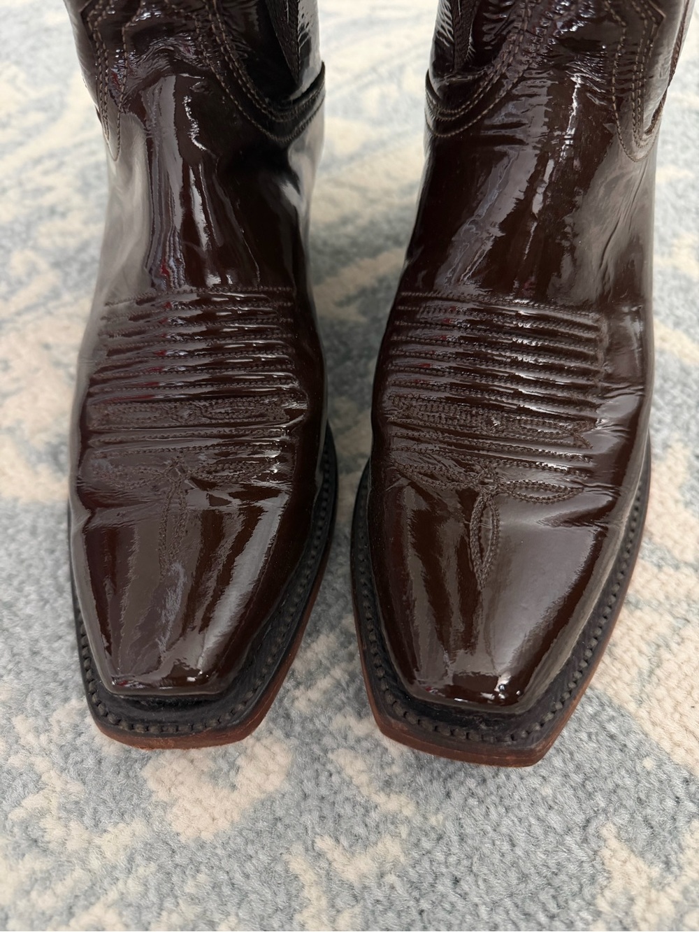Women’s Lucchese Dark Brown Patent Leather Western Cowboy Boots Size 6.5 - Picture 8 of 8